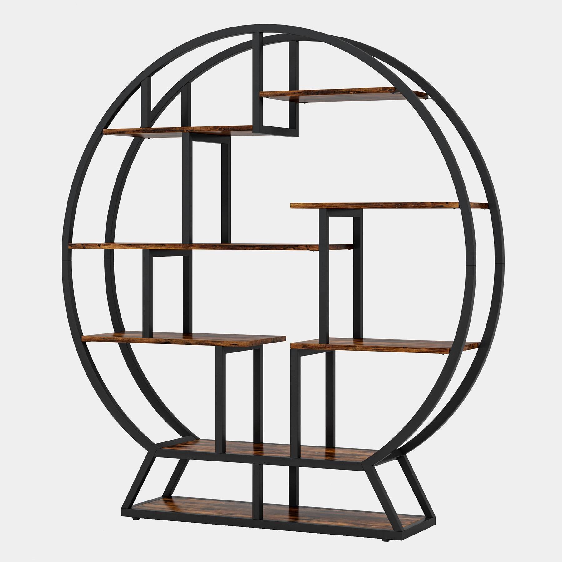 Alt View 4. Tribesigns - Office Storage Shelf, For Organizing and Displaying Items in Workspaces and Reception Areas - Brown.