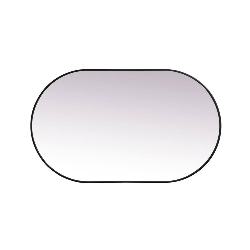 Back. Elegant Decor - Metal Frame Oval Mirror 36x60 Inch in Black - Black.