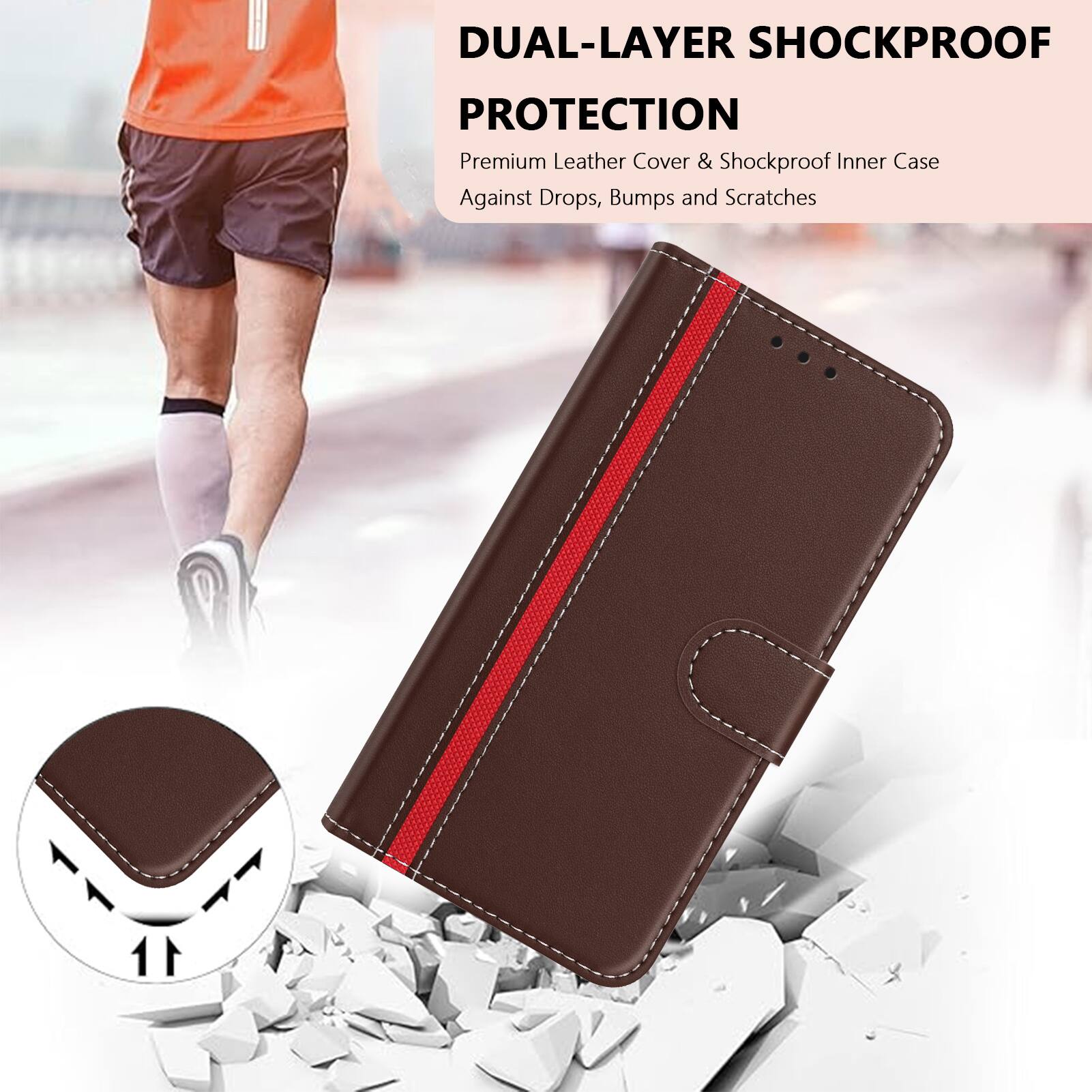 DUAL-LAYER SHOCKPROOF PROTECTION

Premium Leather Cover & Shockproof Inner Case

Against Drops, Bumps and Scratches