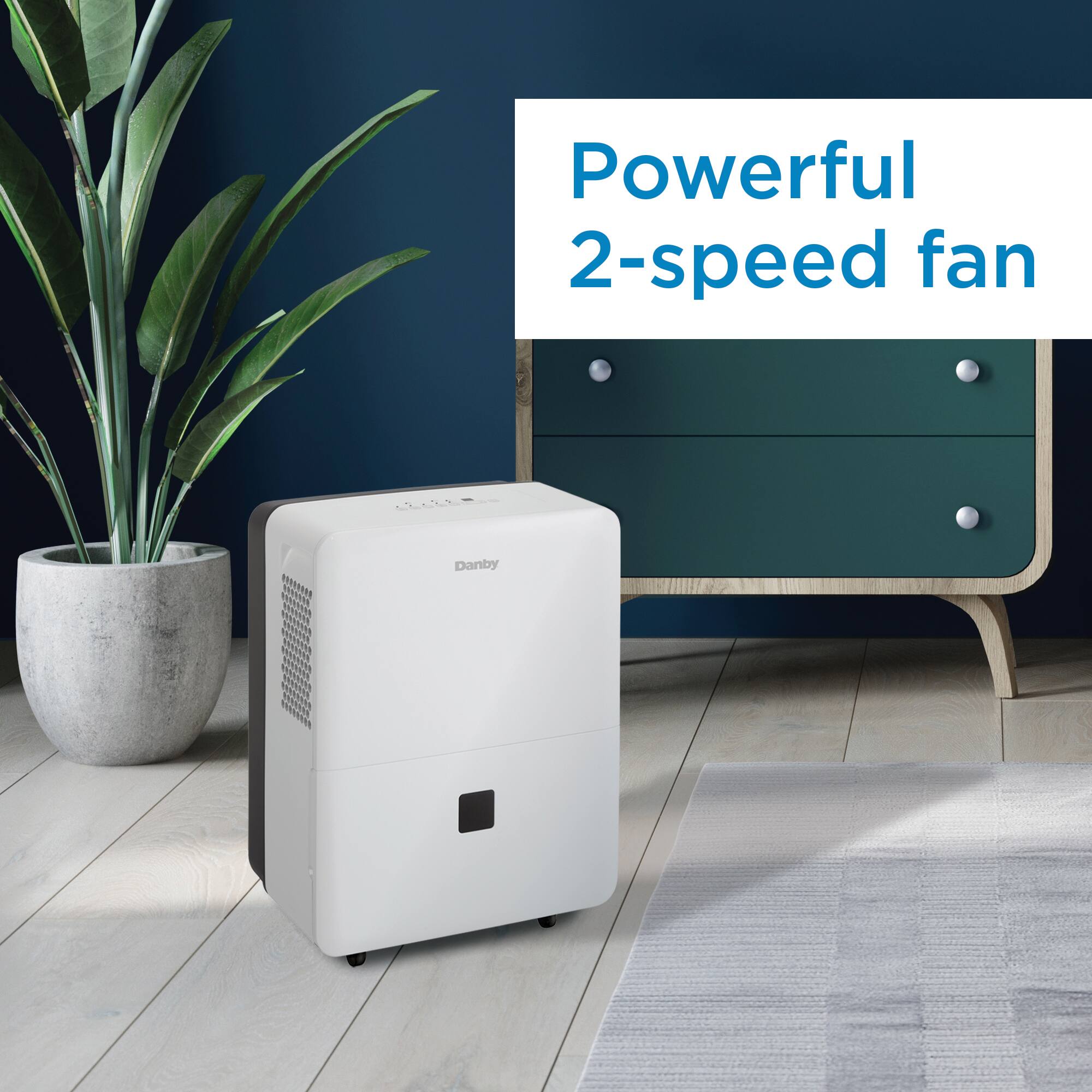 The text on the image reads "Powerful 2-speed fan Danby."