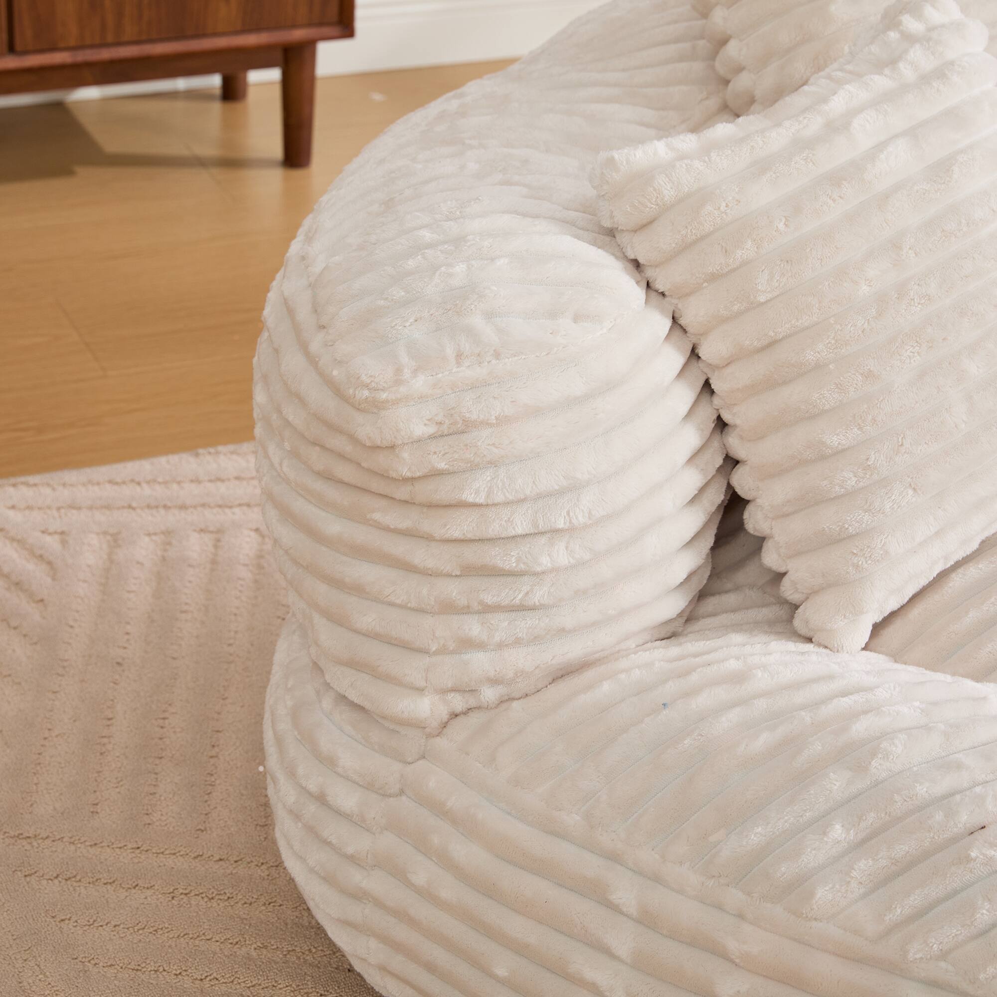 Alt View 8. Meqiodas - Bean Bag Chairs, Bean Bag Sofa for Adults, Kids,Oversized Corduroy Bean Bag Chair with 3 Pillows & Armrest - Beige.