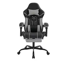 GOODSILO - Ergonomic Gaming Chair with Lumbar Support and Retractable Footrest for Enhanced Comfort and Posture - Black+Gray