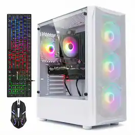 STGAubron - Gaming Desktop PC, Ryzen 5 5500 up to 4.2Ghz, GeForce RTX 3050 6G Graphics, 16G DDR4, 1TB SSD, WiFi 6, Win11H - White