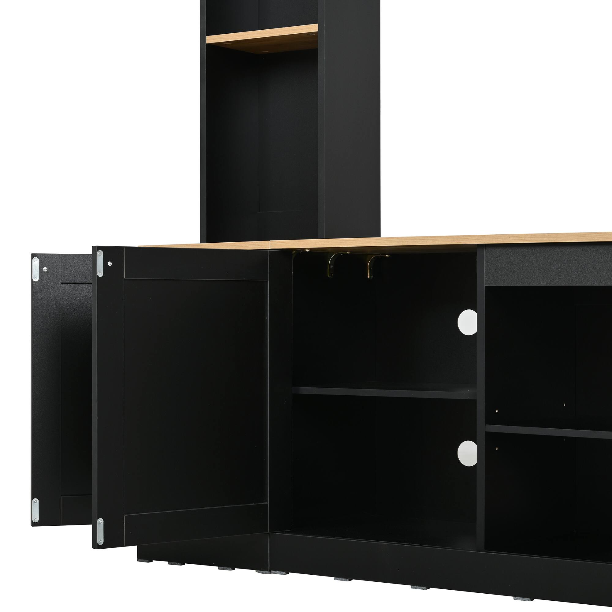 Alt View 6. CheryLife - 91 in. Black Modern Arched Entertainment Center Wall Unit with Bookshelf for TVs Up to 70" - Black.