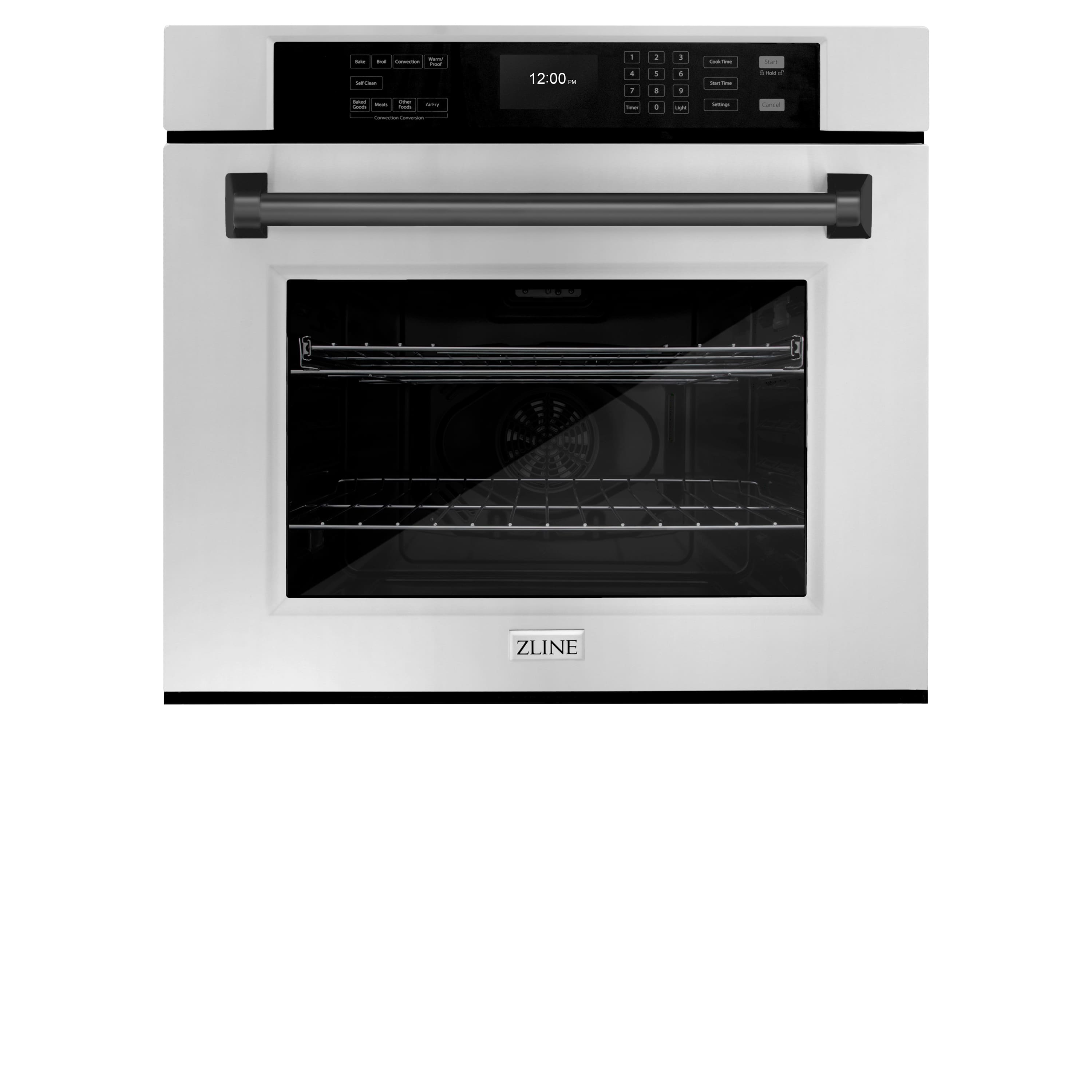 ZLINE - 30 in. Autograph Wall Oven w/ Air Fry and Self Clean w/ Matte Black Handle - Stainless Steel - Front_Zoom