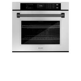 ZLINE - 30 in. Autograph Wall Oven w/ Air Fry and Self Clean w/ Matte Black Handle - Stainless Steel