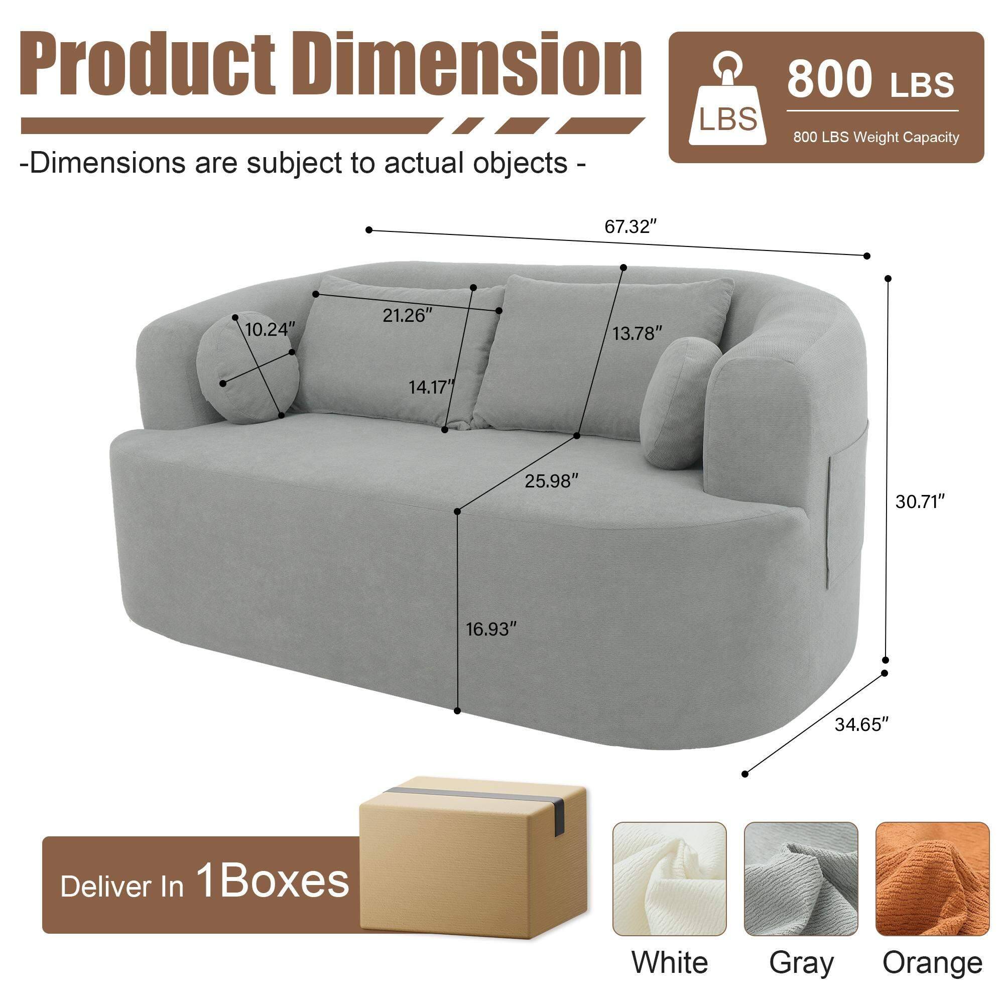 Product Dimension  
- Dimensions are subject to actual objects -  

800 LBS  
800 LBS Weight Capacity  

67.32"  
10.24"  
21.26"  
13.78"  
14.17"  
25.98"  
30.71"  
16.93"  
34.65"  

Deliver In 1 Boxes  
White Gray Orange