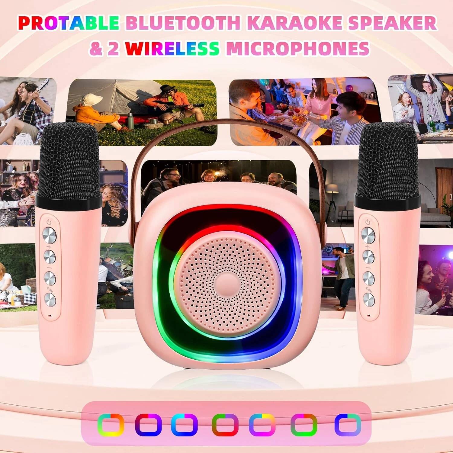 PROTABLE BLUETOOTH KARAOKE SPEAKER & 2 WIRELESS MICROPHONES