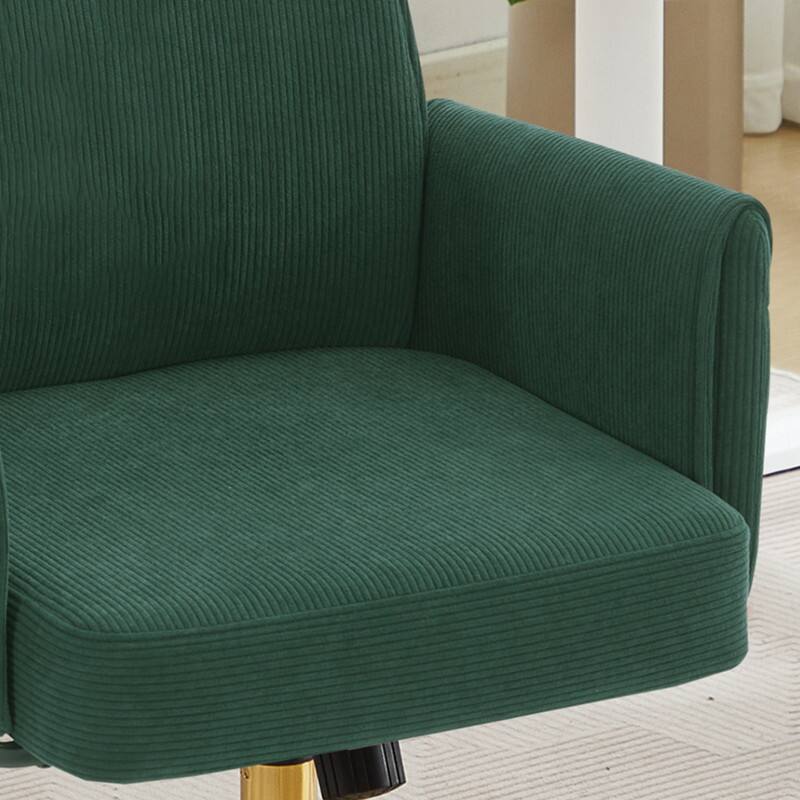 Alt View 4. HTUTWOO - Ergonomic Mid-Back Liftable Office Chair, Golden Metal Base, Memory Foam Cushion | for Home Office, Study, Work - Green.