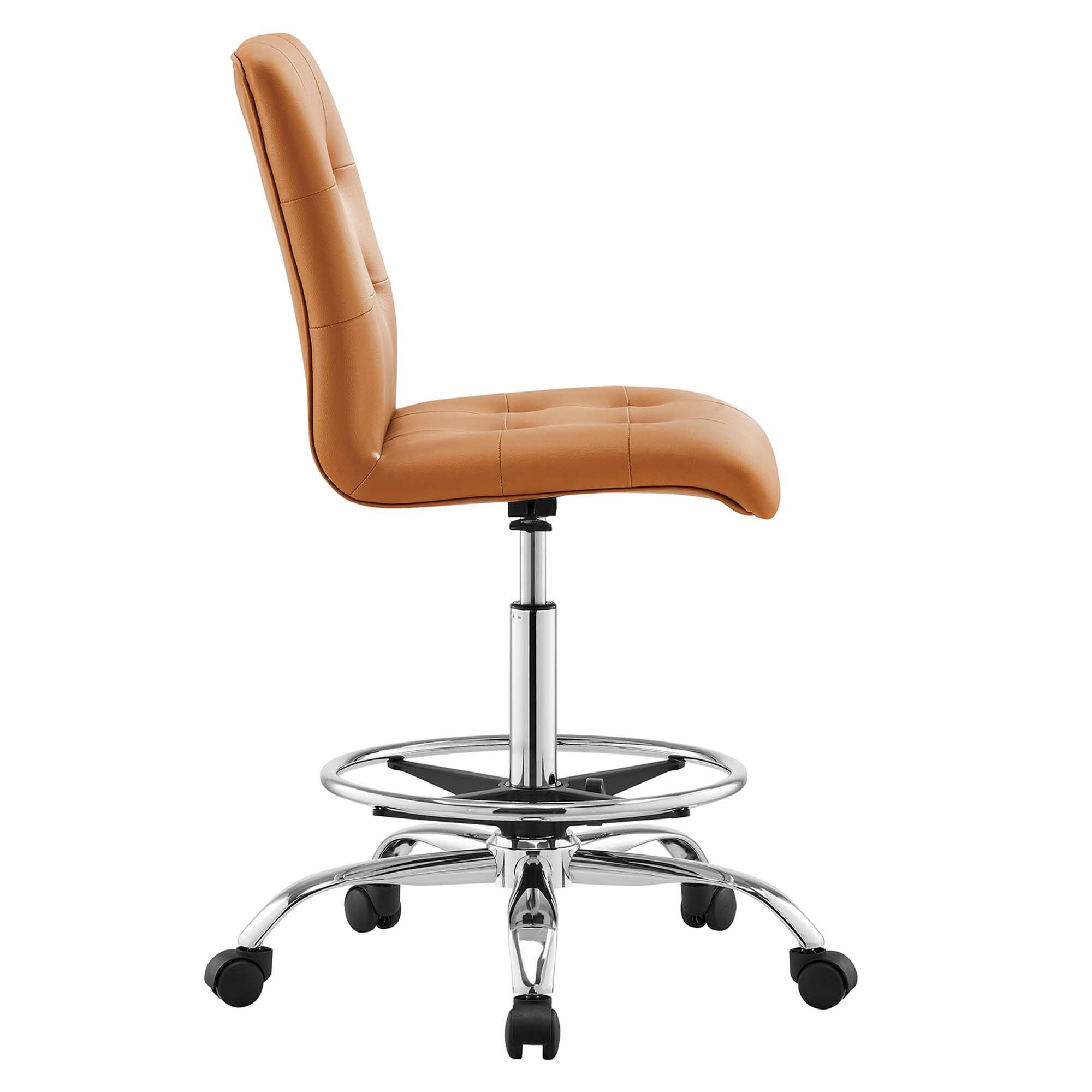 Alt View 1. Modway - Prim Armless Vegan Leather Drafting Chair by Modway - Silver Tan.