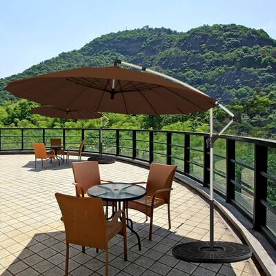 10 ft offset patio hanging umbrella tan 10ft Cantilever Umbrella Outdoor Market Umbrella with Crank & Cross Base Suitable for Garden, Lawn, backyard and Deck, Transform your outdoor living space with this 10 ft cantilever patio umbrella Kadehome 10 ft. Market Hanging