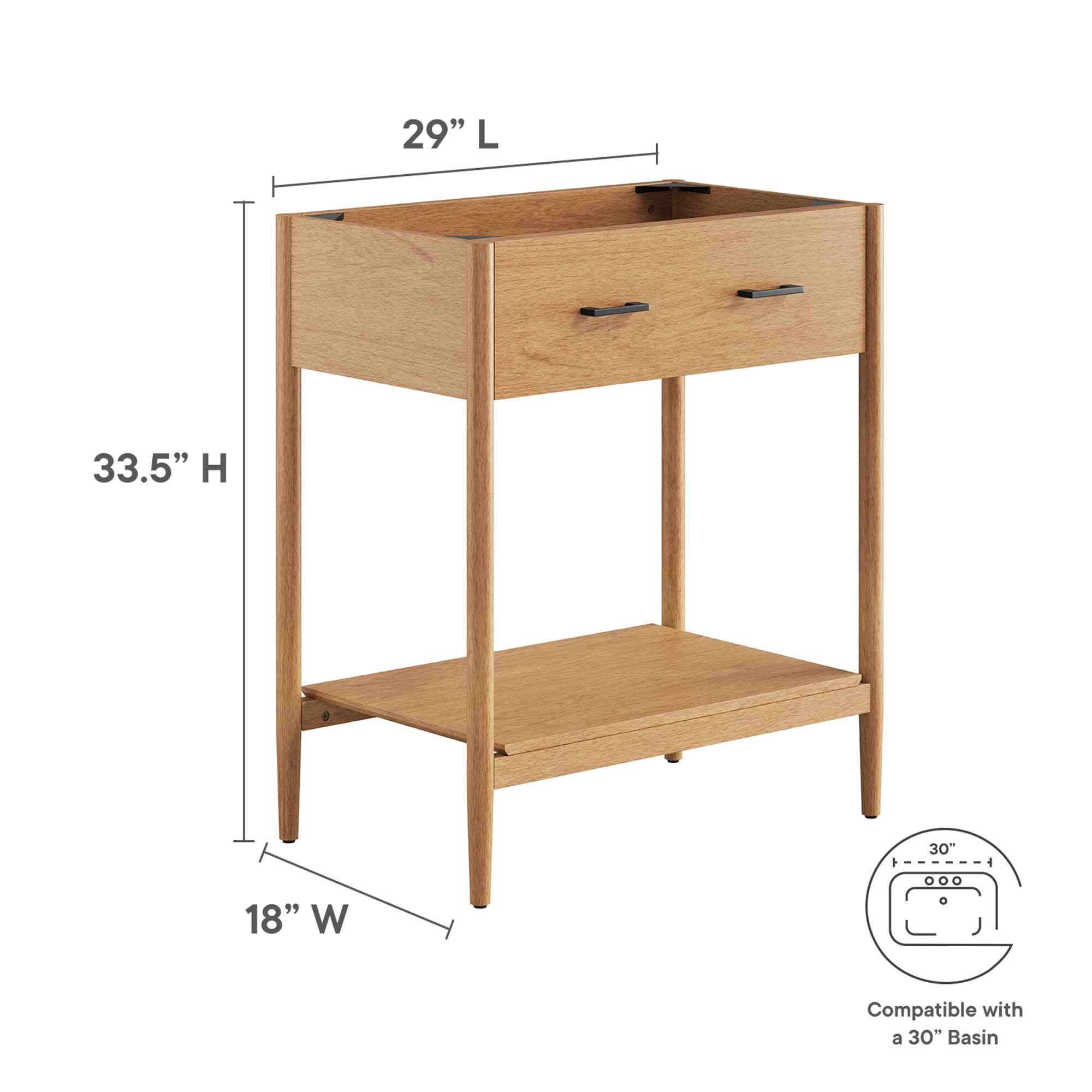 29" L  
33.5" H  
18" W  
Compatible with a 30" Basin