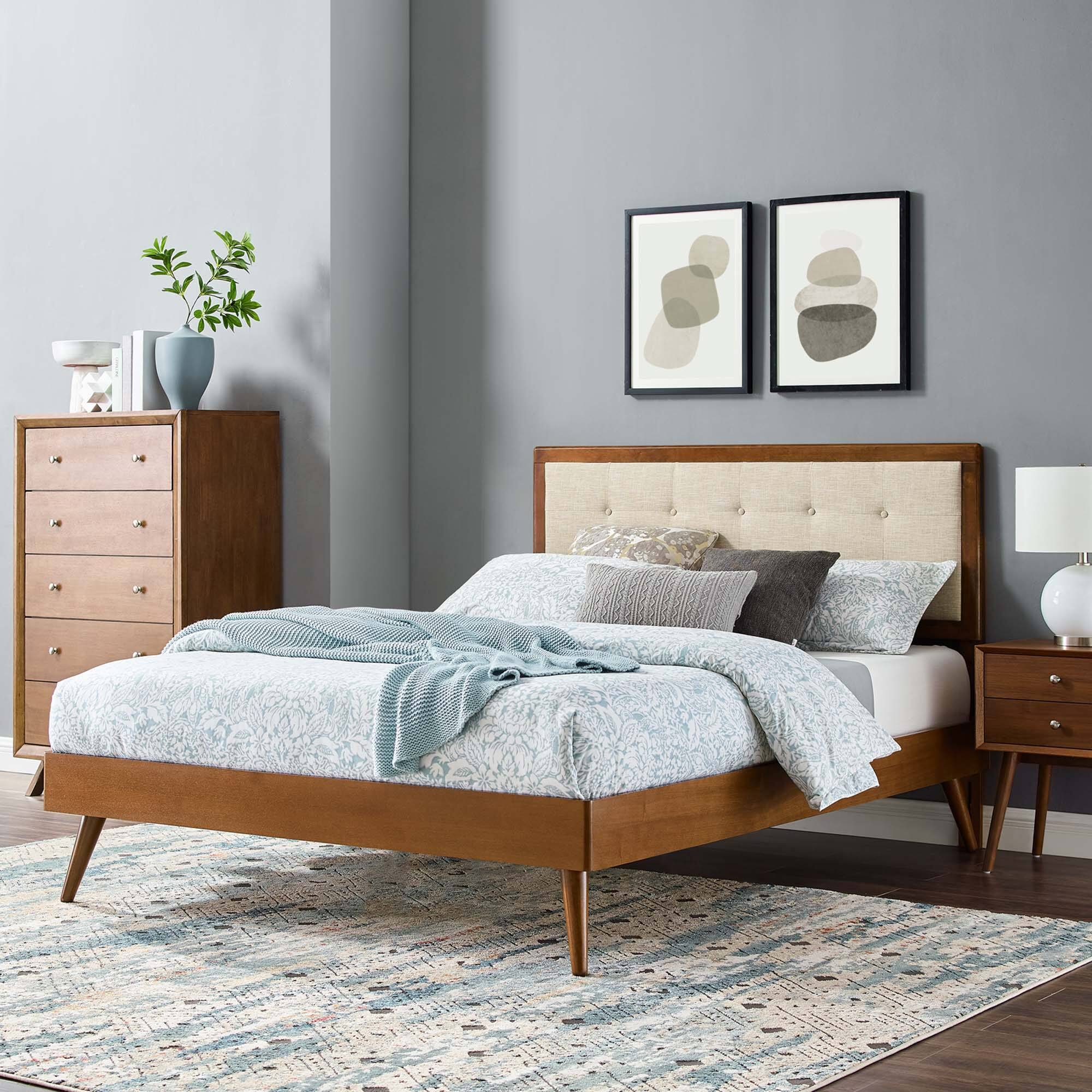 Alt View 5. Modway - Current Performance Velvet Queen Platform Bed - White.