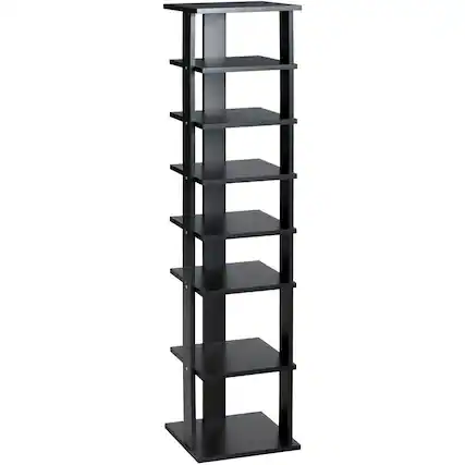 Front. Costway - Wooden Shoes Storage Stand 7 Tiers Shoe Rack Organizer Multi-shoe Rack Shoe box Black - Black.