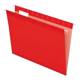 Pendaflex - Reinforced Hanging File Folders, 1/5 Tab, Letter Size, 25/Box - Red