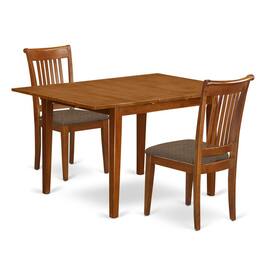East West Furniture - MLPO3-SBR-C 3 Pc set Milan Kitchen Table featuring Leaf and 2 Cushiad Seat Chairs - Saddle Brown
