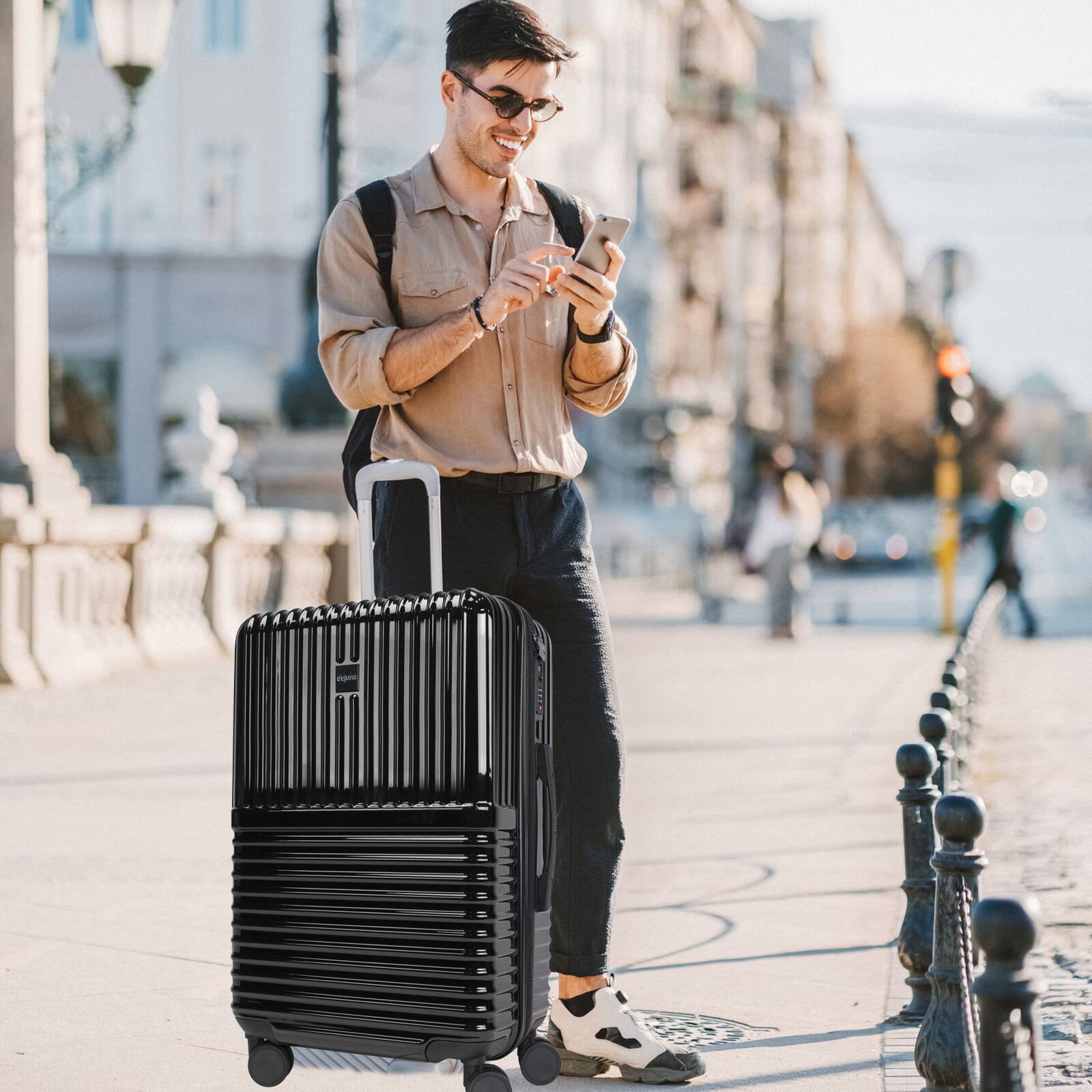 Angle. World Traveler - Tonal 28-Inch Lightweight Polycarbonate Expandable Spinner Luggage with TSA Lock - Onyx.