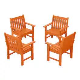WestinTrends - Malibu Outdoor Patio HDPE Adirondack Dining Arm Chairs (Set of 4) - Orange
