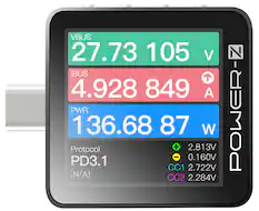 VBUS 27.73 105 V
IBUS 4.928 849 A
PWR 136.68 87 W
Protocol
+ 2.813V - 0.160V
PD3.1
CC1 2.722V
CC2 2.284V
N POWER-