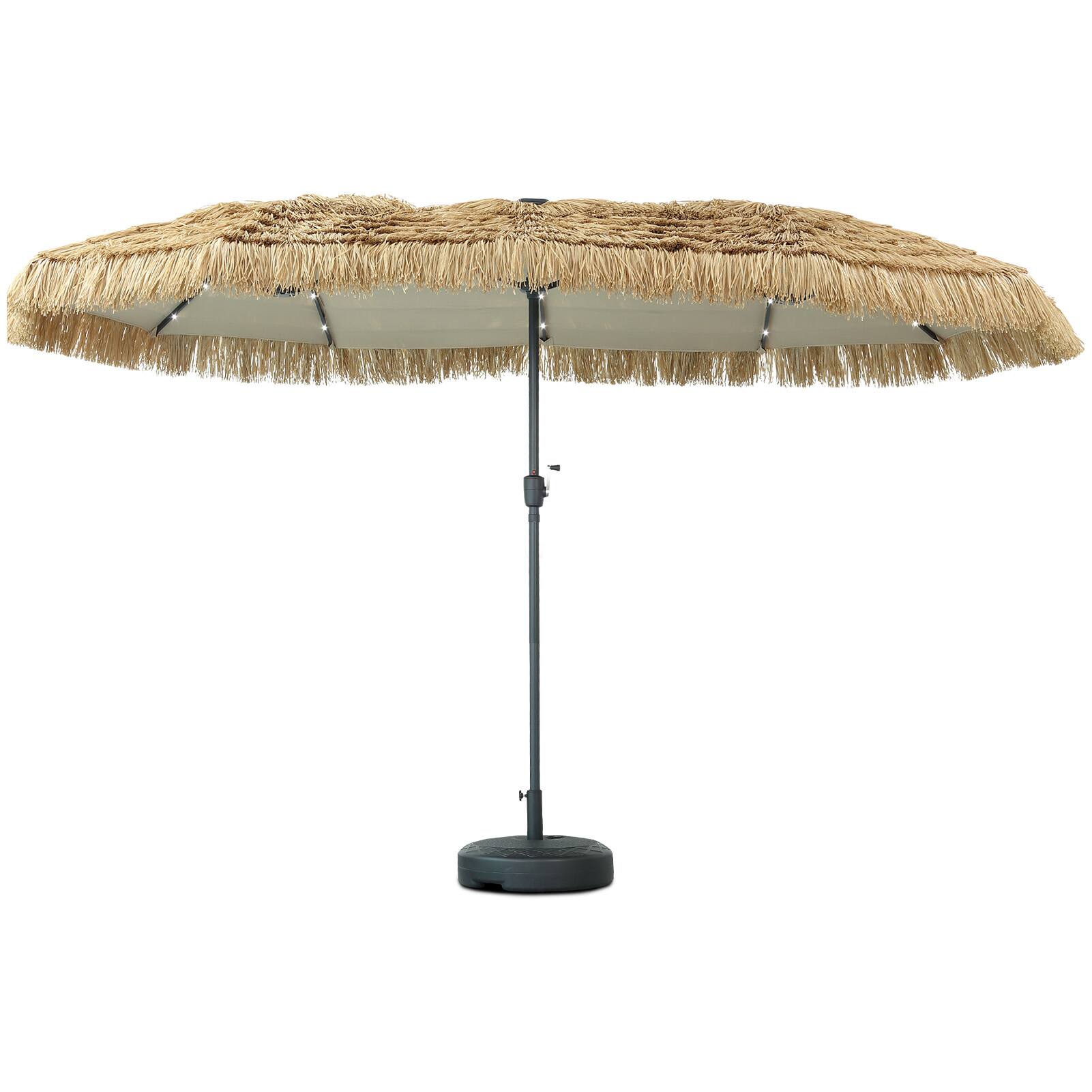 Angle. Ainfox - Ainfox 13FT Tiki Patio Umbrella Outdoor Market Umbrella with Crank for Garden Lawn Backyard Pool,with LED light & Base - Yellow.