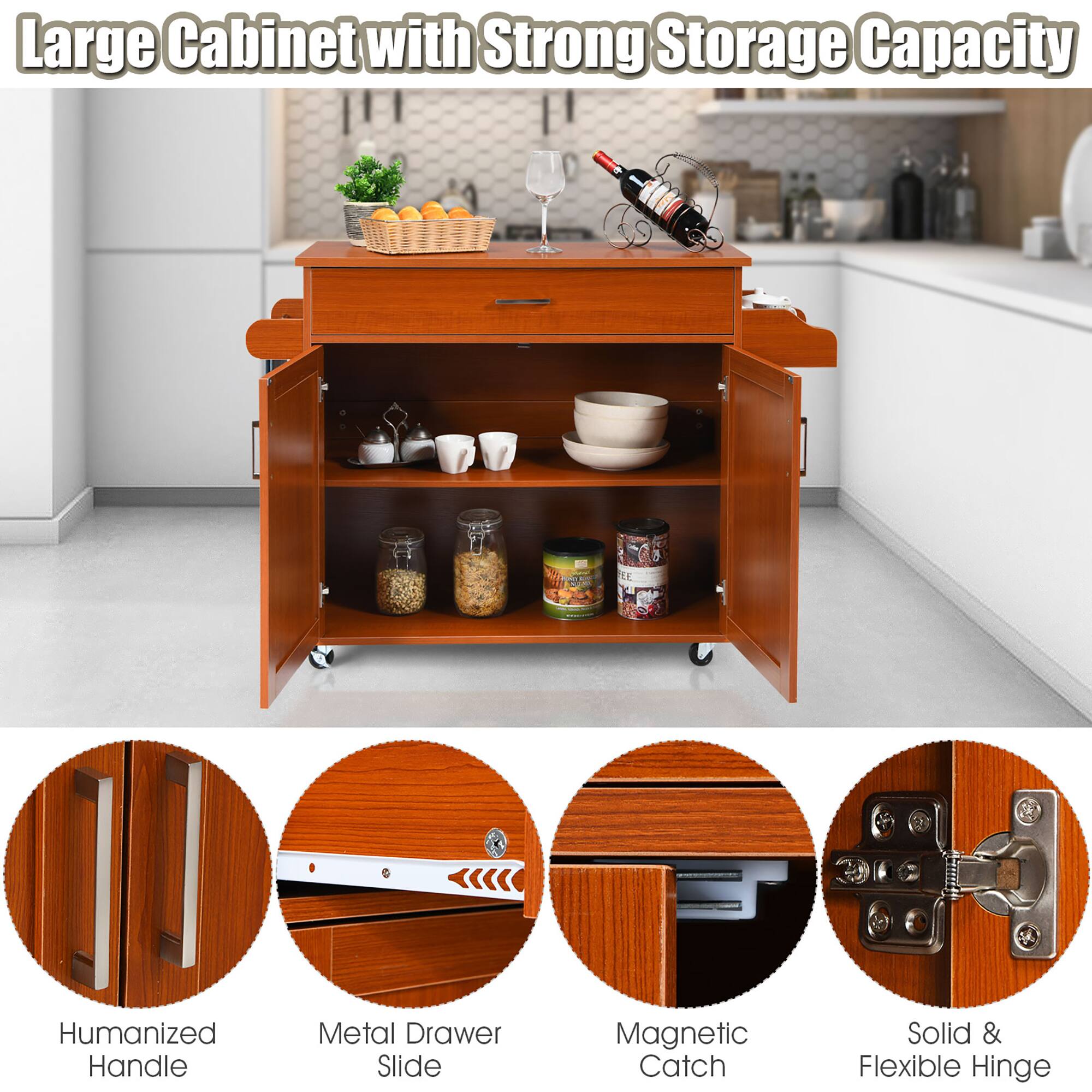 Large Cabinet with Strong Storage Capacity

- Humanized Handle
- Metal Drawer Slide
- Magnetic Catch
- Solid & Flexible Hinge