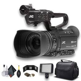 JVC - GY-HM250 UHD 4K Streaming Camcorder W/Case, LED Light, Cleaning Kit and More. - Advanced Bundle