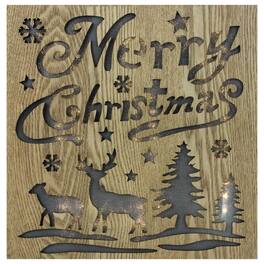 Diva At Home - 12" Lighted Wooden "Merry Christmas" Christmas Wall Decoration - Brown