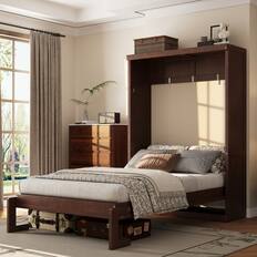 Front. Whisen - Twin Size Murphy Bed with Cabinet, Wood & MDF Foldable Guest Bed, Space-Saving Furniture - Espresso.