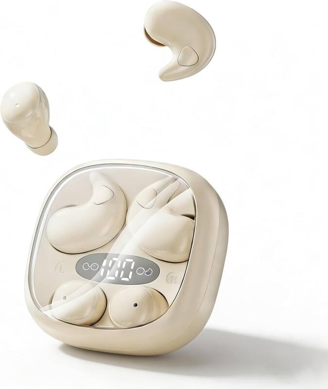 Front. RISOKEYS - 2 Packs Sleep Bluetooth Headphones, 20H Battery, Dual Display for, Adults, Sleeping & Daily Use -Off-white.