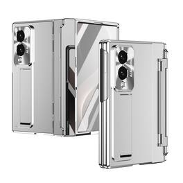 Dteck - Rugged Case for Samsung Galaxy Z Fold8 with Hinge Protection,Bulit in Screen Protector,Shockproof Hard PC Stand Cover - Silver