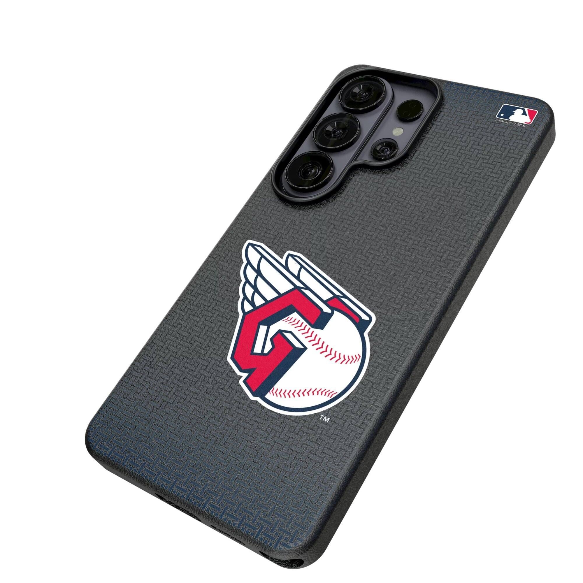 Alt View 1. Keyscaper - Cleveland Guardians Linen Galaxy Magnetic Bump Case - S25 Ultra - Black.