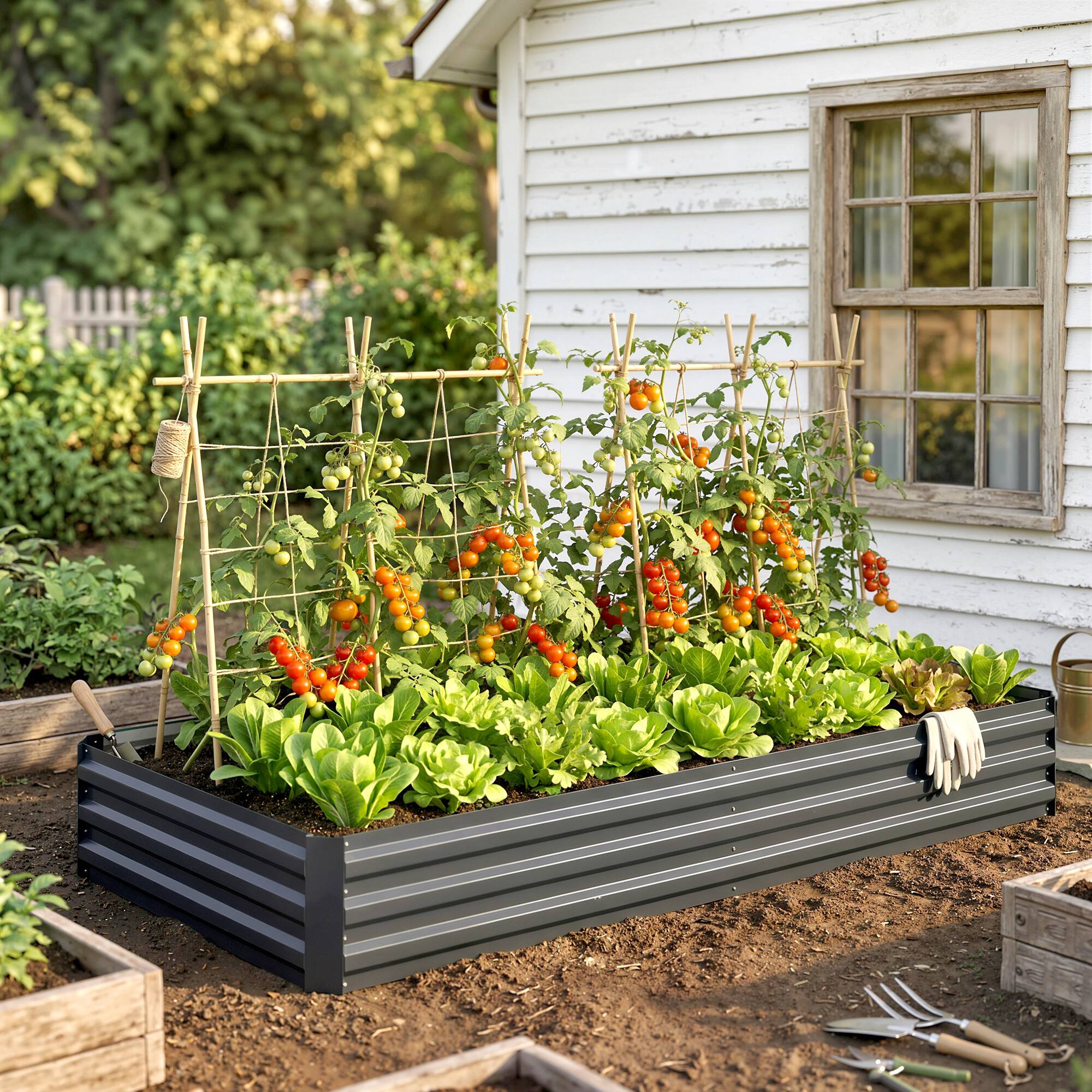 Alt View 7. Outsunny - x 36" x 12" Galvanized Raised Garden Bed, Easy DIY and Cleaning for Growing Flowers, Herbs - Gray.