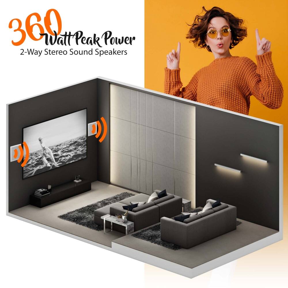 360 Watt Peak Power  
2-Way Stereo Sound Speakers
