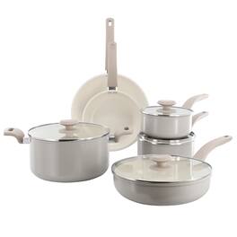 Oster - Sutterville Choice 10 Piece Ceramic Nonstick Aluminum Cookware Set - Beige
