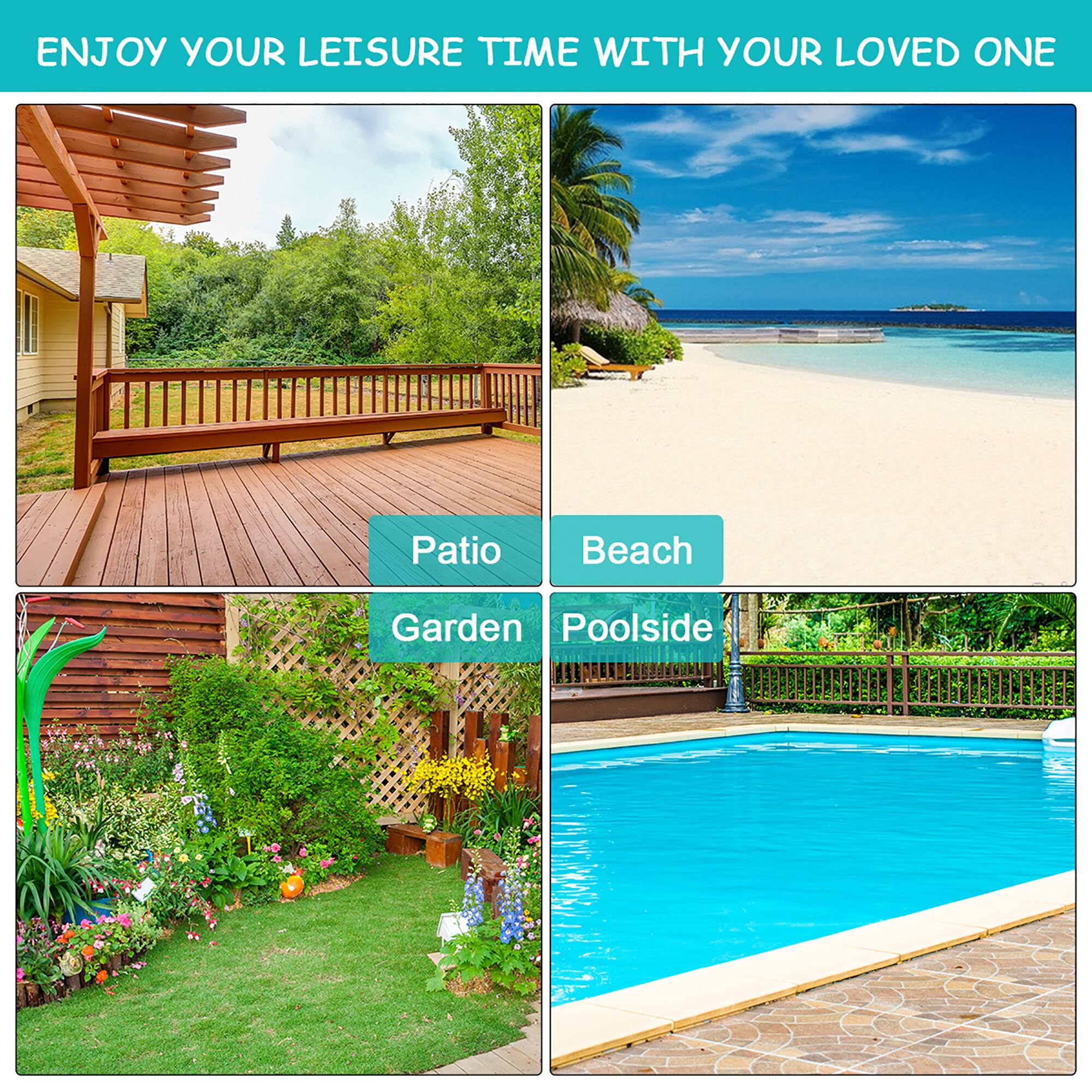 ENJOY YOUR LEISURE TIME WITH YOUR LOVED ONE: Patio, Beach, Garden, Poolside