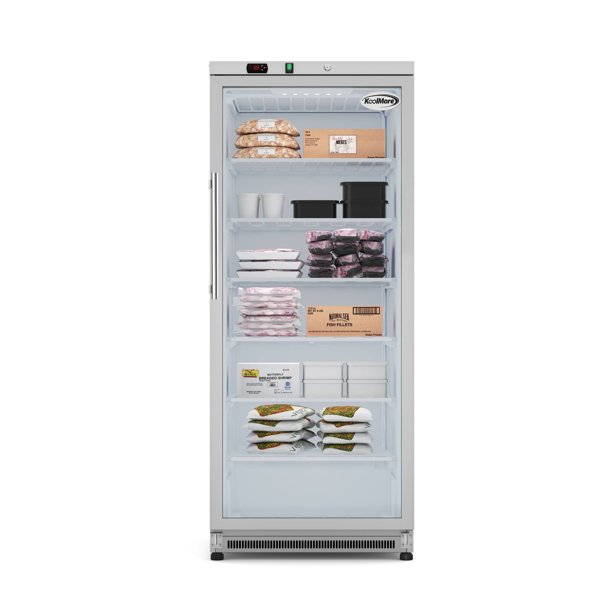 Koolmore - 21 Cu. Ft. Commercial Freezer with Glass Door - Manual Defrost (KM-FMD20SGD) - Stainless Steel