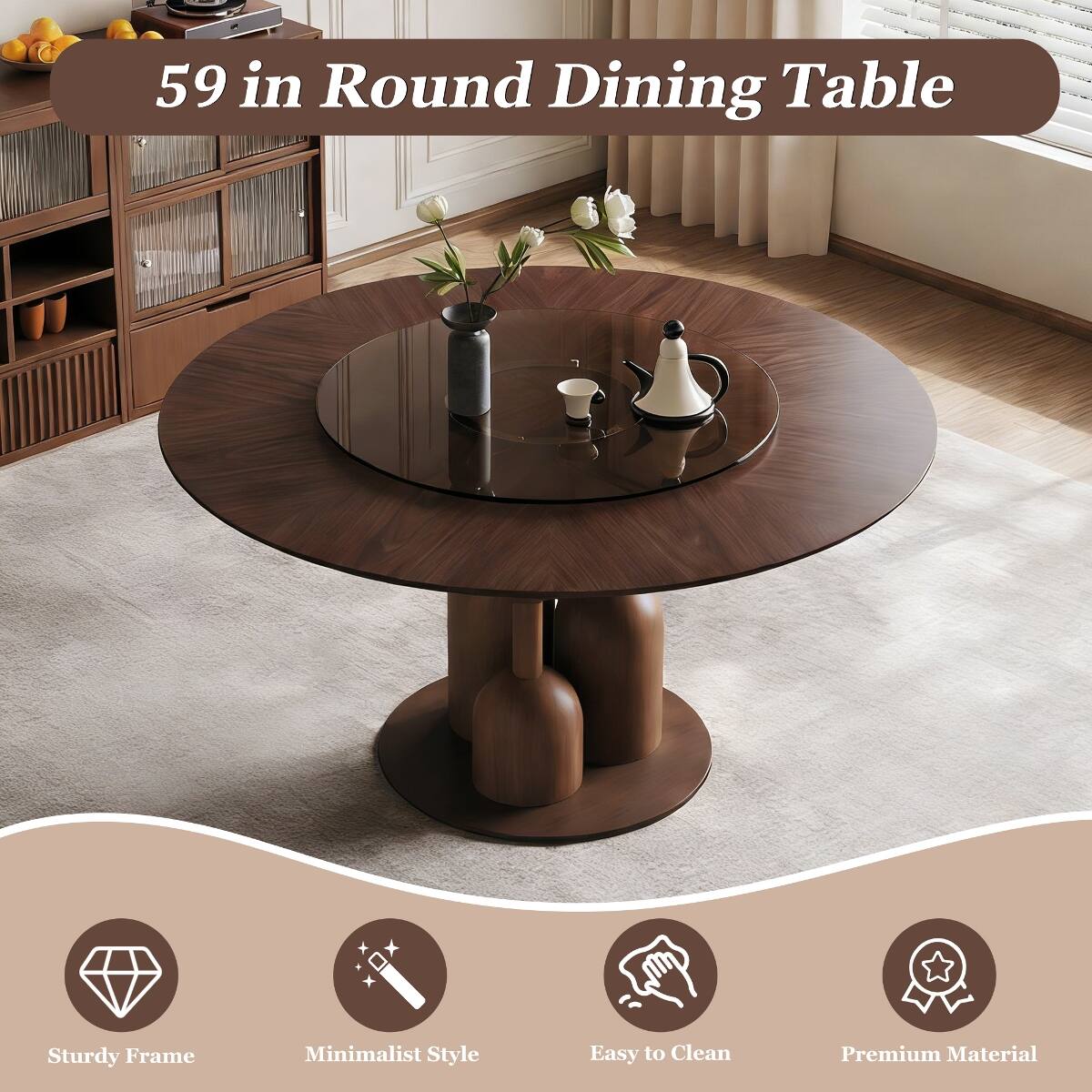 59 in Round Dining Table

- Sturdy Frame
- Minimalist Style
- Easy to Clean
- Premium Material