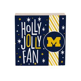 Evergreen Enterprises - Michigan Wolverines 6" Holiday Wood Plock Shelf Sign - Multicolor