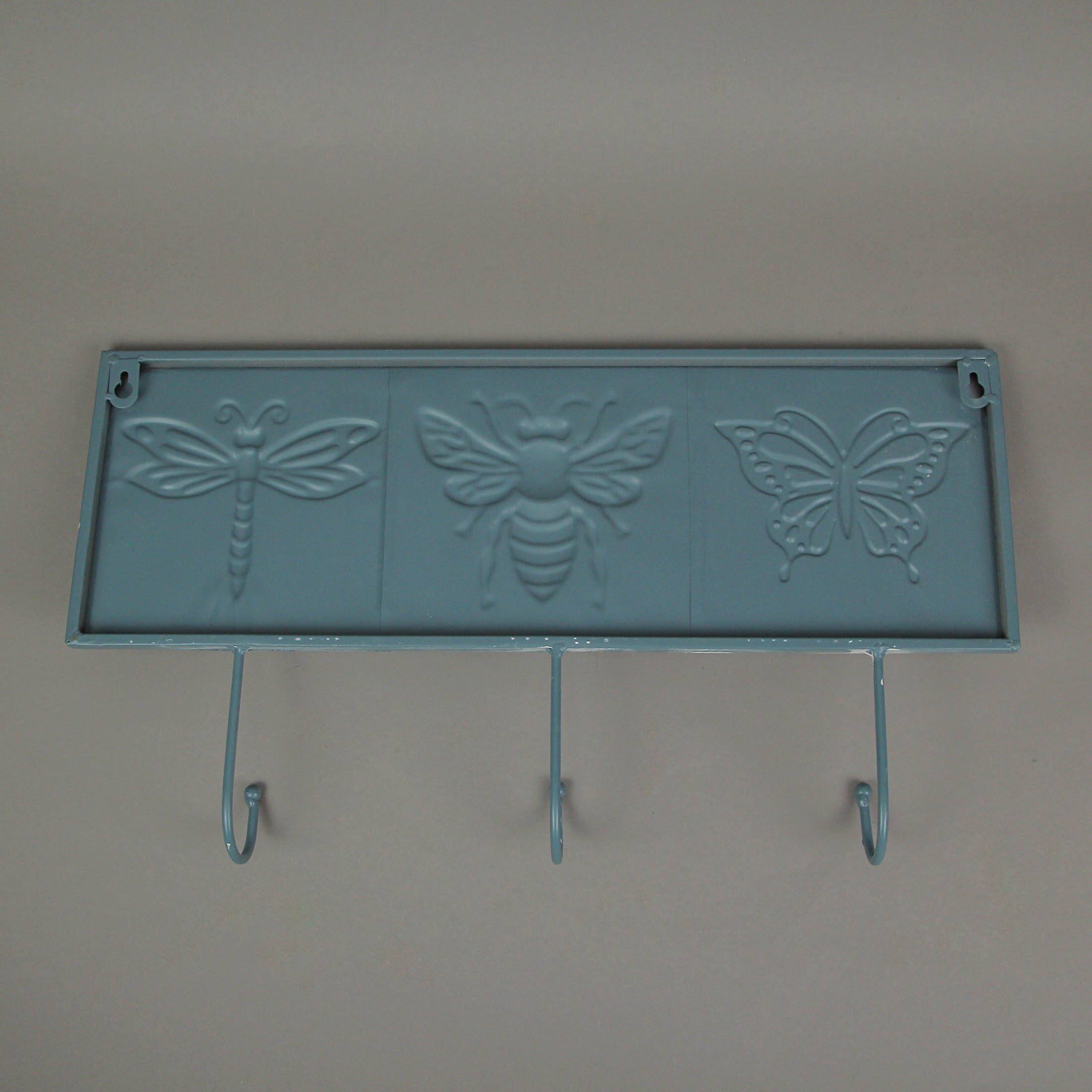 Alt View 2. Special T Imports - Blue Metal Vintage Bug Wall Hook Decorative Hanging Coat Towel Rack Home Decor - Blue.