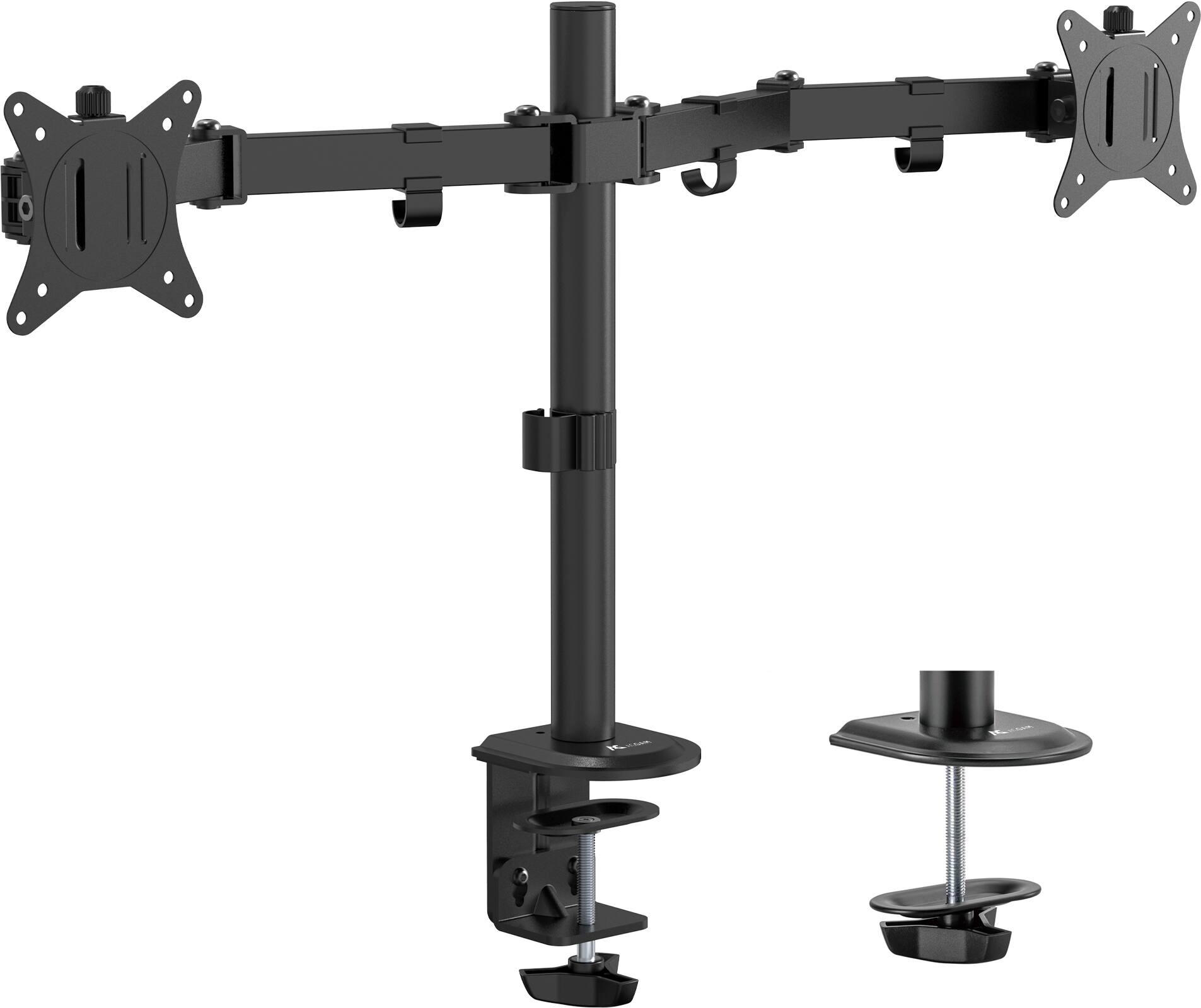 Angle. ACGAM - Dual Monitor Desk Mount, Heavy Duty Fully Adjustable Steel Stand for 2 Computer Screens 17-30 Inch and Max 19.8lbs Each - Matte Black.