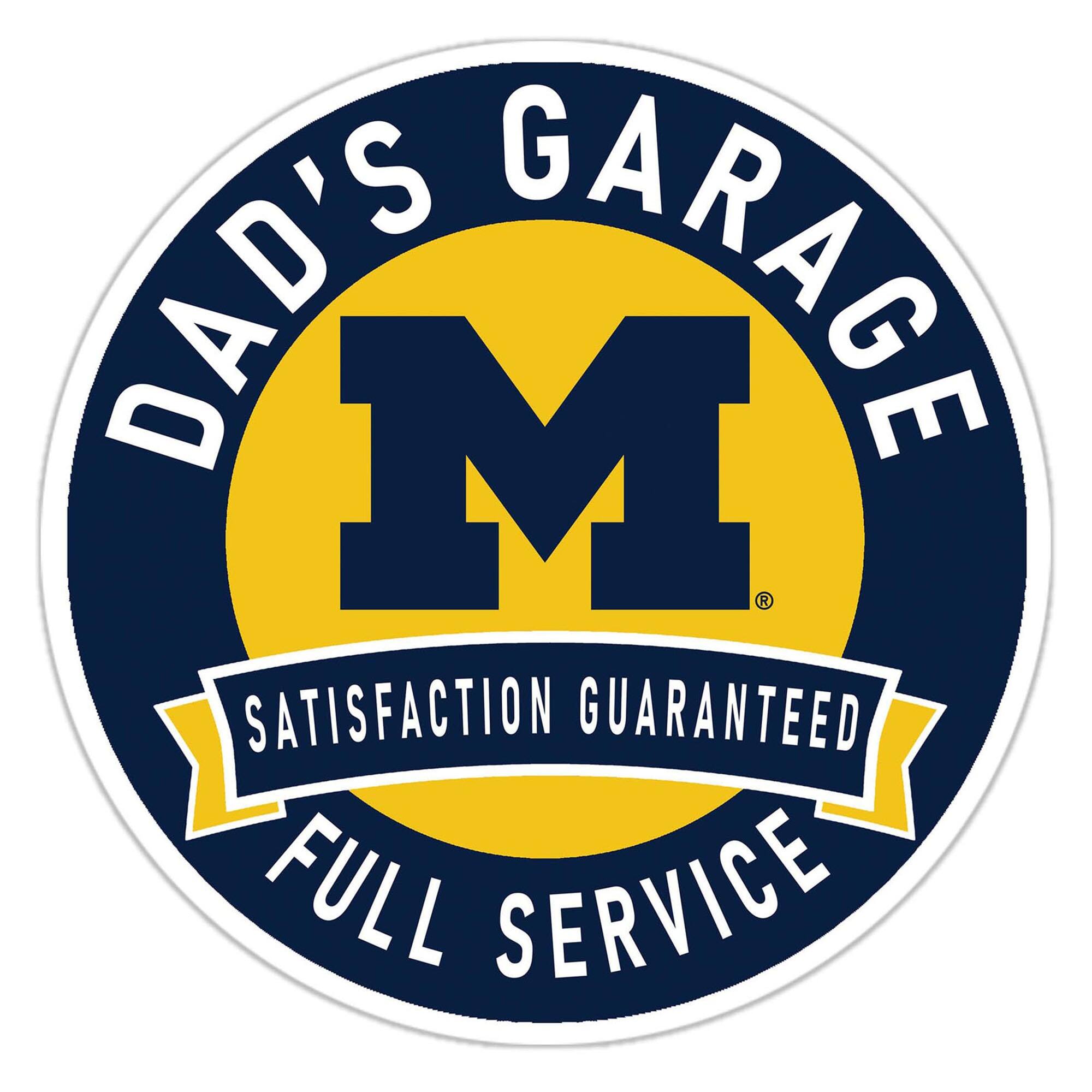 Michigan Wolverines 16" Dad's Garage Wood Sign