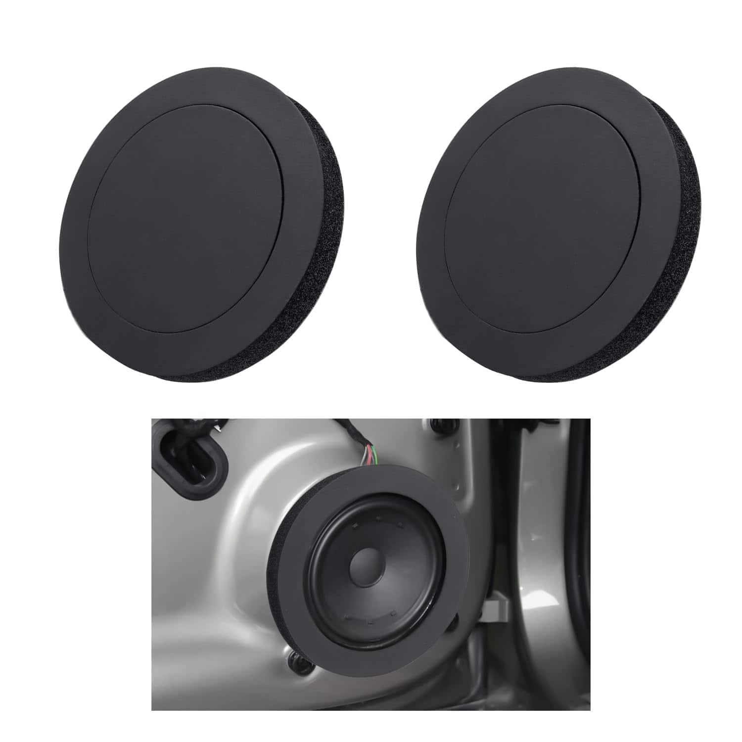 Cozy Serene - Foam Enhancer Rings Enhancing Stereo Sound Car Speakers Universal Self-adhesive Gasket Accessories Cars Suvs - 2PCS