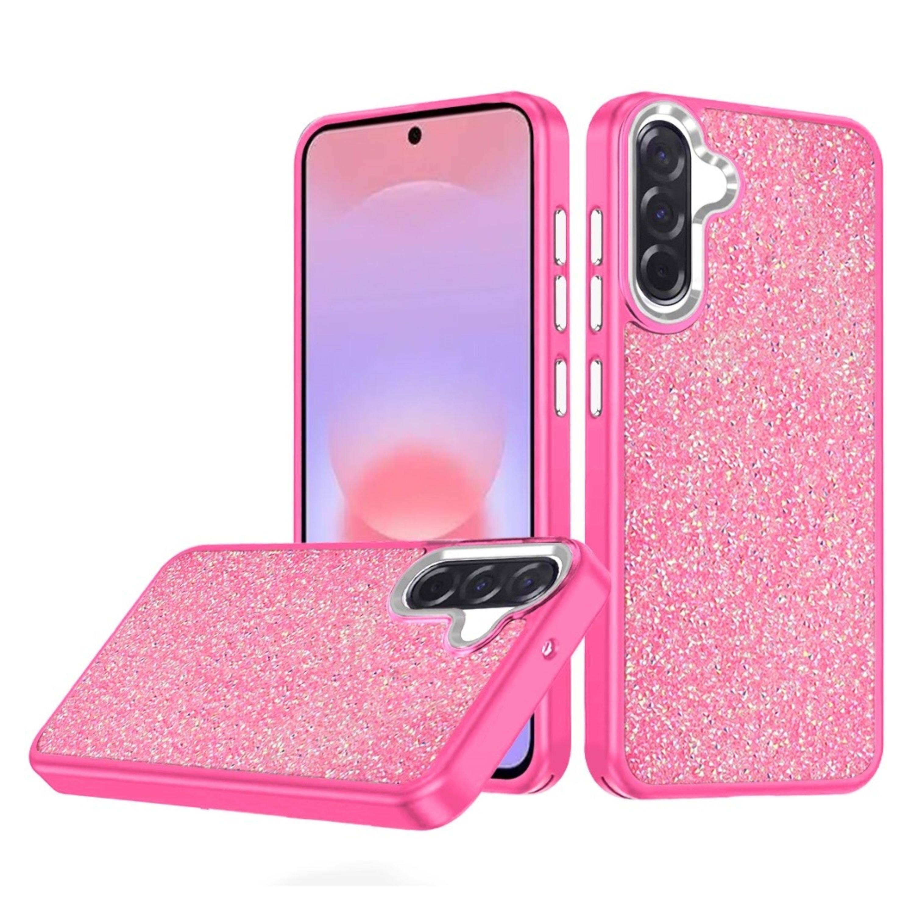 Kitcheniva - Brilliant Full Crystal Bling Case With Metallic Buttons And Tempered Glass For Samsung Galaxy A37 - Hot Pink price history on PriceWatchPro