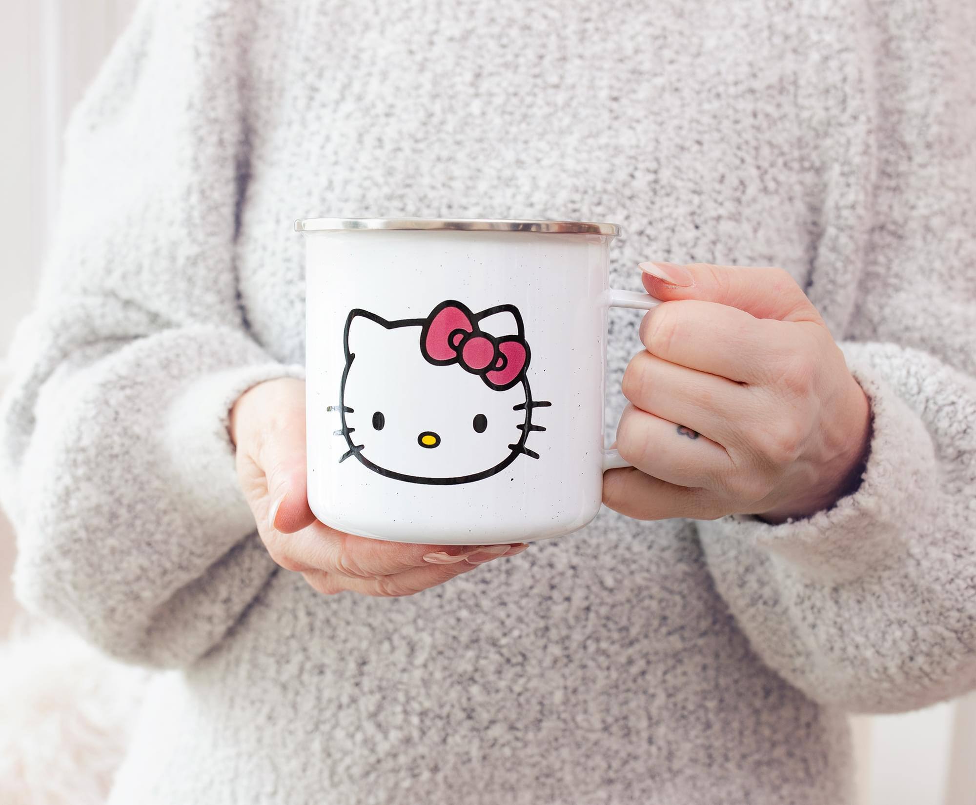 Alt View 4. Silver Buffalo - Sanrio Hello Kitty "Hello" Ceramic Camper Mug | Holds 20 Ounces - White.