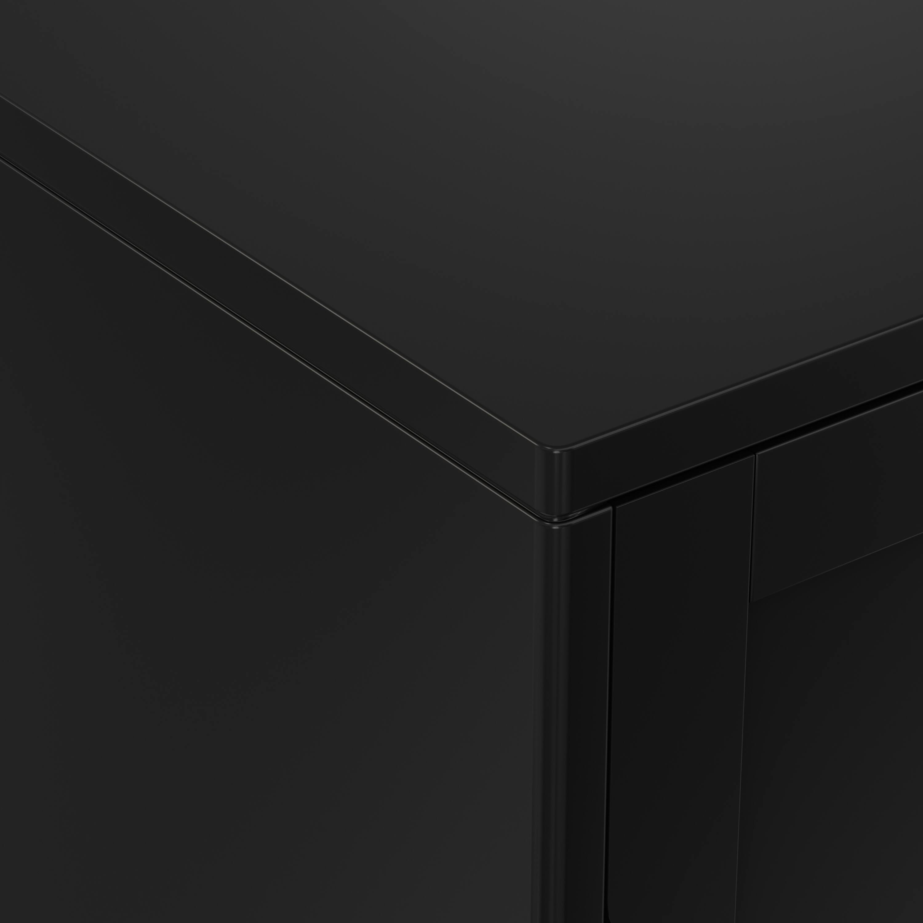 Alt View 4. Simpli Home - Simpli Home Harper 30 inch Wide Solid Hardwood Mid-Century Modern Low Storage Cabinet in Black - Black.