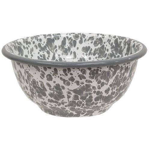 Front. BreeBe - *Gray Splatter Enamelware Cereal Bowl - Gray.