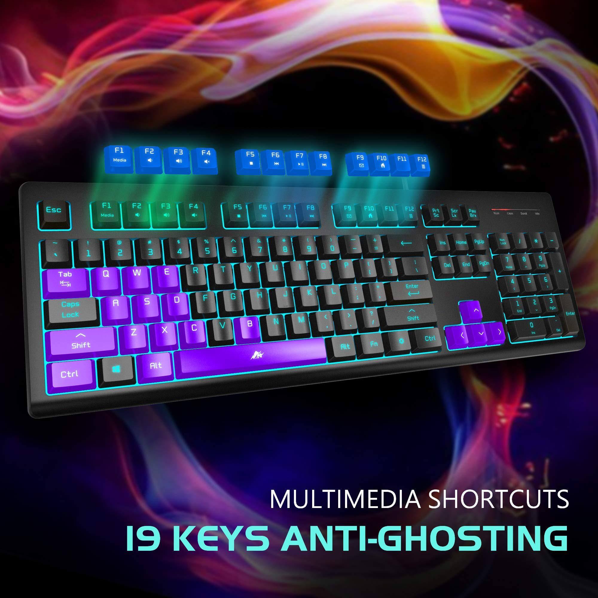 F1 Media  
F2 F3 F4 F5 F6 F7 F8 F9 F10 F11 F12  
Esc F1 F2 F3 F4 F5 F6 F7 F8 F9 F10 F11 F12  
Tab Q W E R T Y U I O P  
Caps Lock A S D F G H J K L Enter  
Shift Z X C V B N M , . /  
Ctrl Alt  
Multimedia Shortcuts  
19 Keys Anti-Ghosting