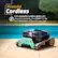 The image features a blue robotic pool cleaner, which is a powerful cordless device with masterful agility and cleaning capabilities. The Liberty pool cleaner is the best option for maintaining your pool.