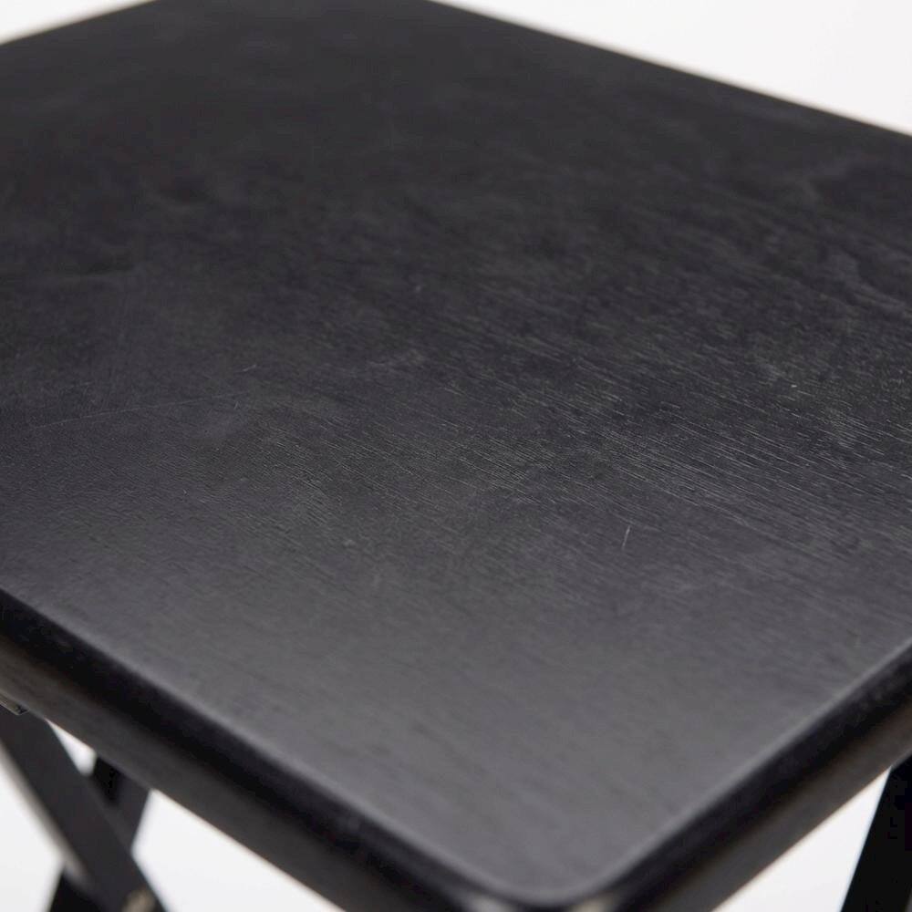 Alt View 2. FurniFact - Solid Wood TV Trays Set Of 4 With Storage Rack in Black Finish - Black.