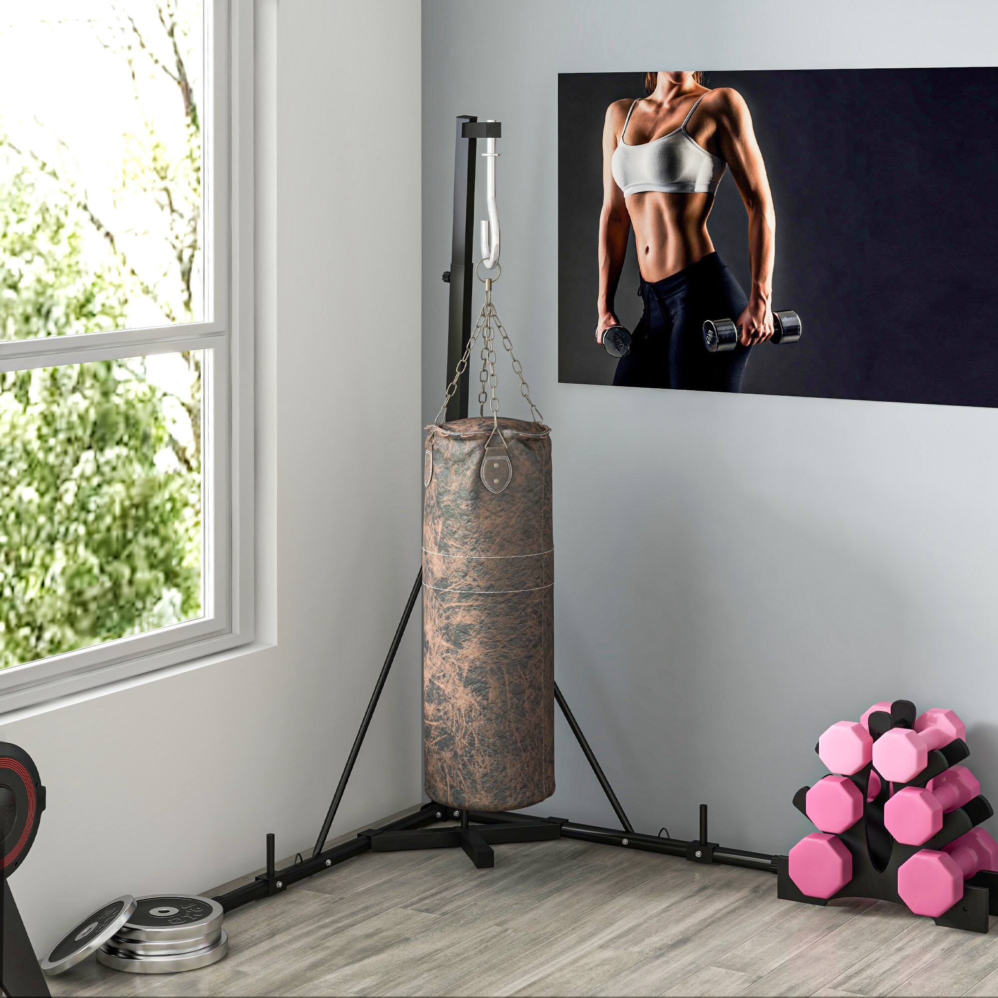 Alt View 1. Soozier - Punch Bag Stand, Height Adjustable Heavy Bag Stand with Weighted Base - Black.